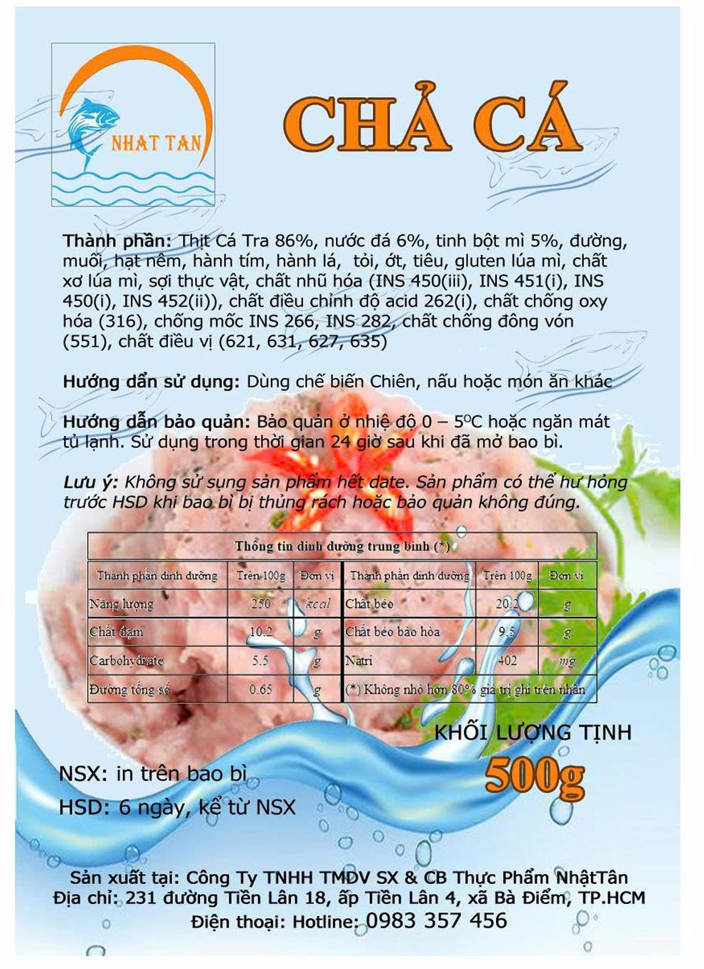 CHẢ CÁ NHẬT TÂN thành phần